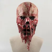 Horror Bloody Skull Mask Cosplay Scary Skeleton Full Face Latex Masks Helmet Halloween Party Costume Props U