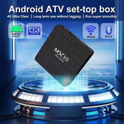 Set-Top TV Box MX10 K2 Android 13 Allwinner H313 Corte-A53 1.5GB RAM 8GB eMMC Flash Wi-Fi 2.4G/5G Smart Home Theater