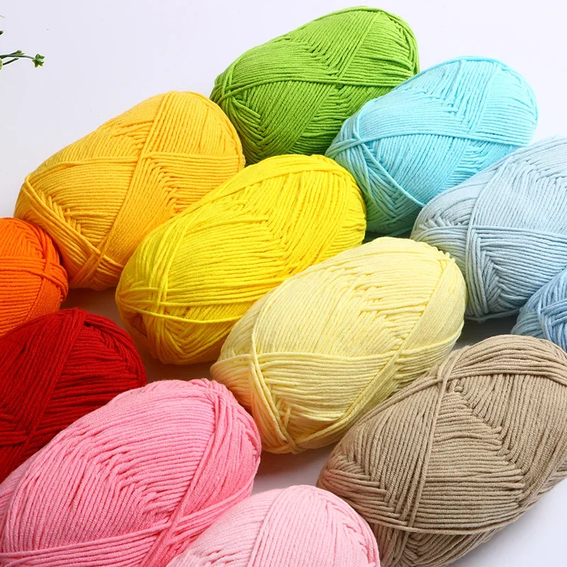 Milk Cotton Knitting Wool Yarn, Needlework Dyed Lanas for Crochet Craft, Sweater Hat Dolls, Low Price, 50 g/Set, 4Ply