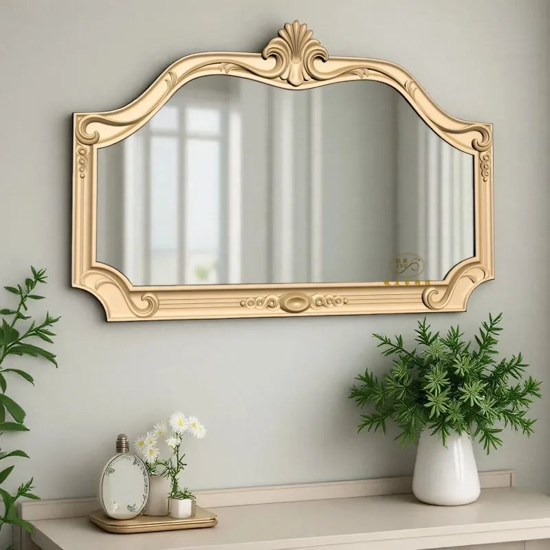 X-S  wall-mounted bathroom mirror carved retro bedroom vanity mirror desktop  bathroom HG