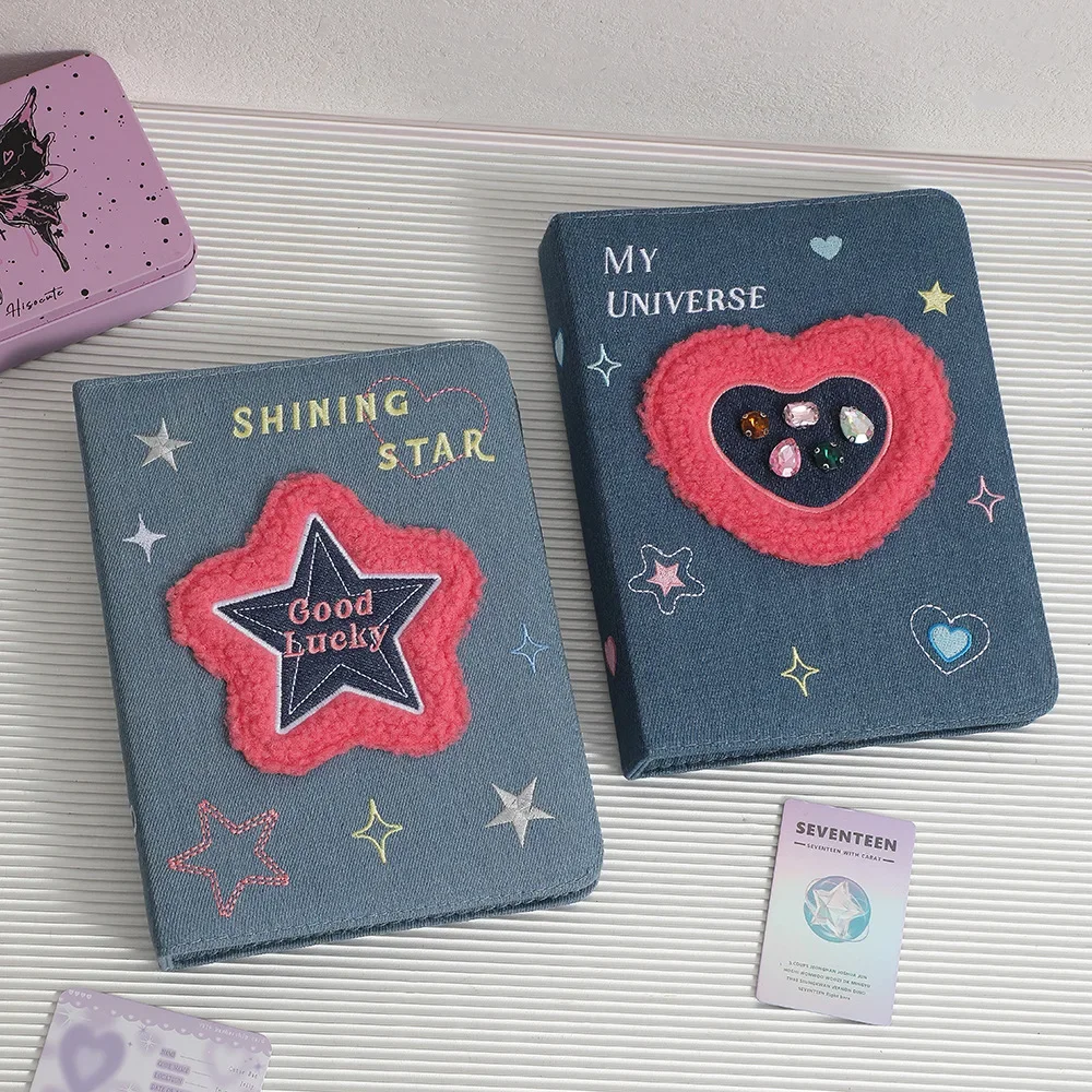 Vintage Denim Love Star A5 Photocards Holder Idol Photo Album Collect Book Scrapbooking Scrap Book Notebook Kpop Pictures Case