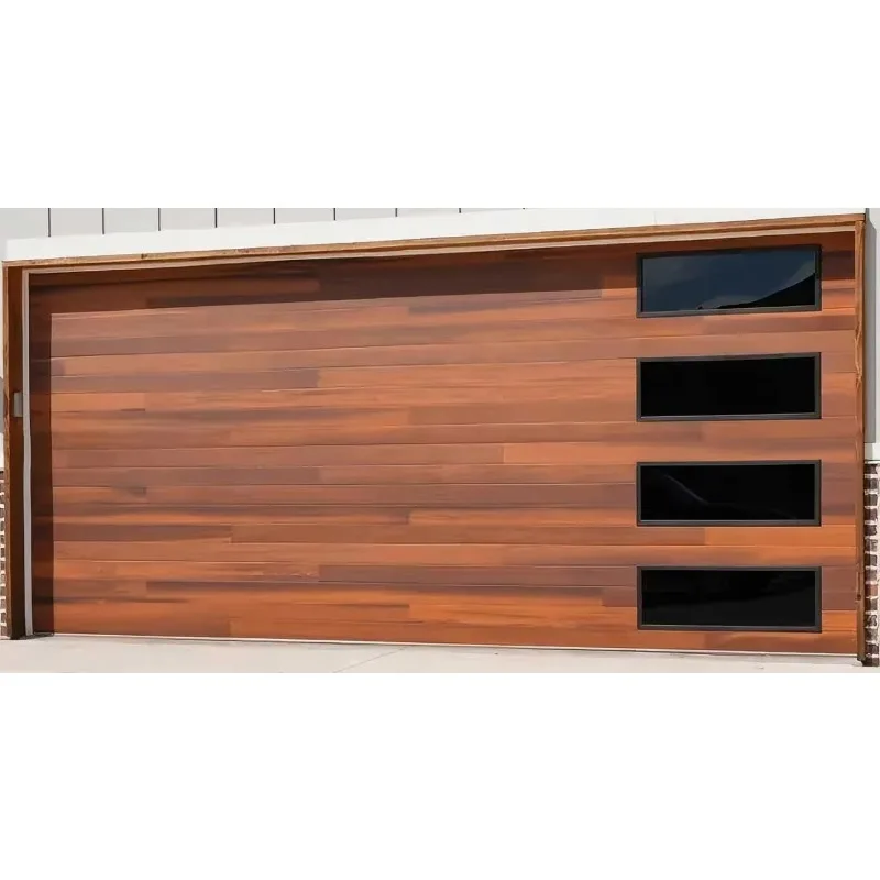 

Wood Galvanized Steel Insulated Black Glass Windows Electric Powered Sectional Garage Door