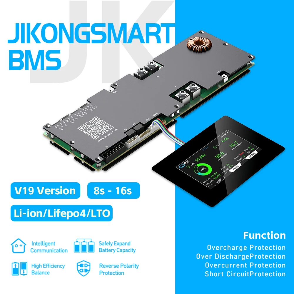 

JK BMS PB2A16S20P V19 2A JIKONG Smart BMS 200A 8S 24V 16S 48V Lifepo4 Li-ion LTO JK BMS Inverter Active Balancer JK-PB2A16S20P