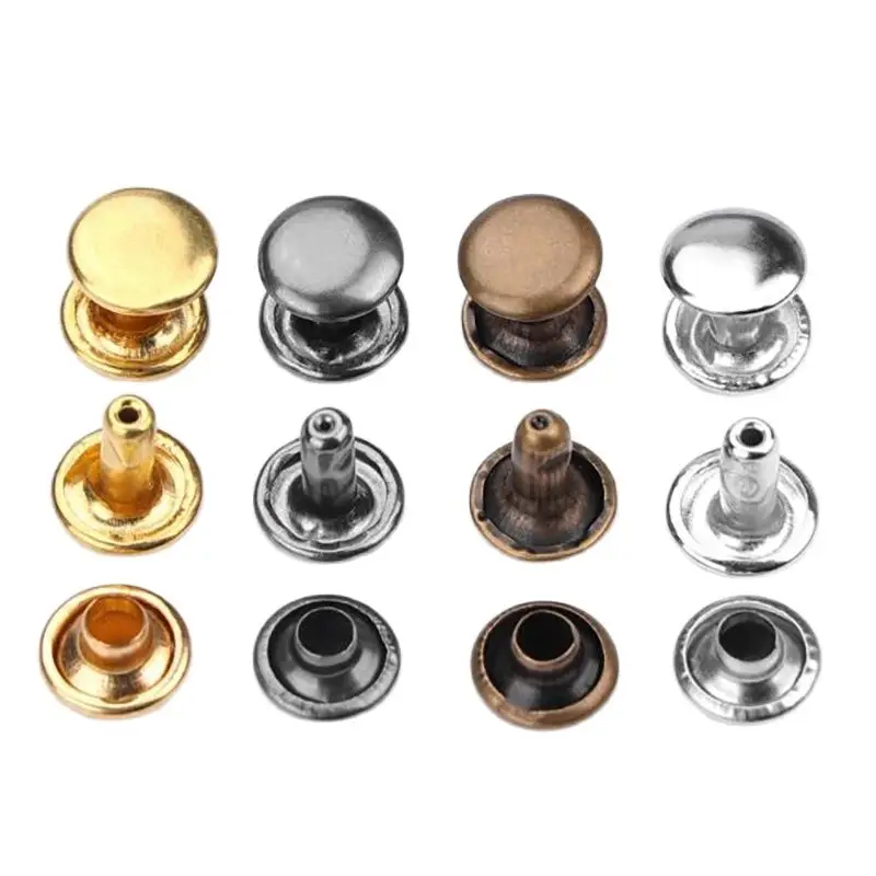 Metal Double Cap Rivets Stud Round Nail Rivet For Leathercraft Accessories Repair Shoes Bag Belt Clothing Garment Decoration