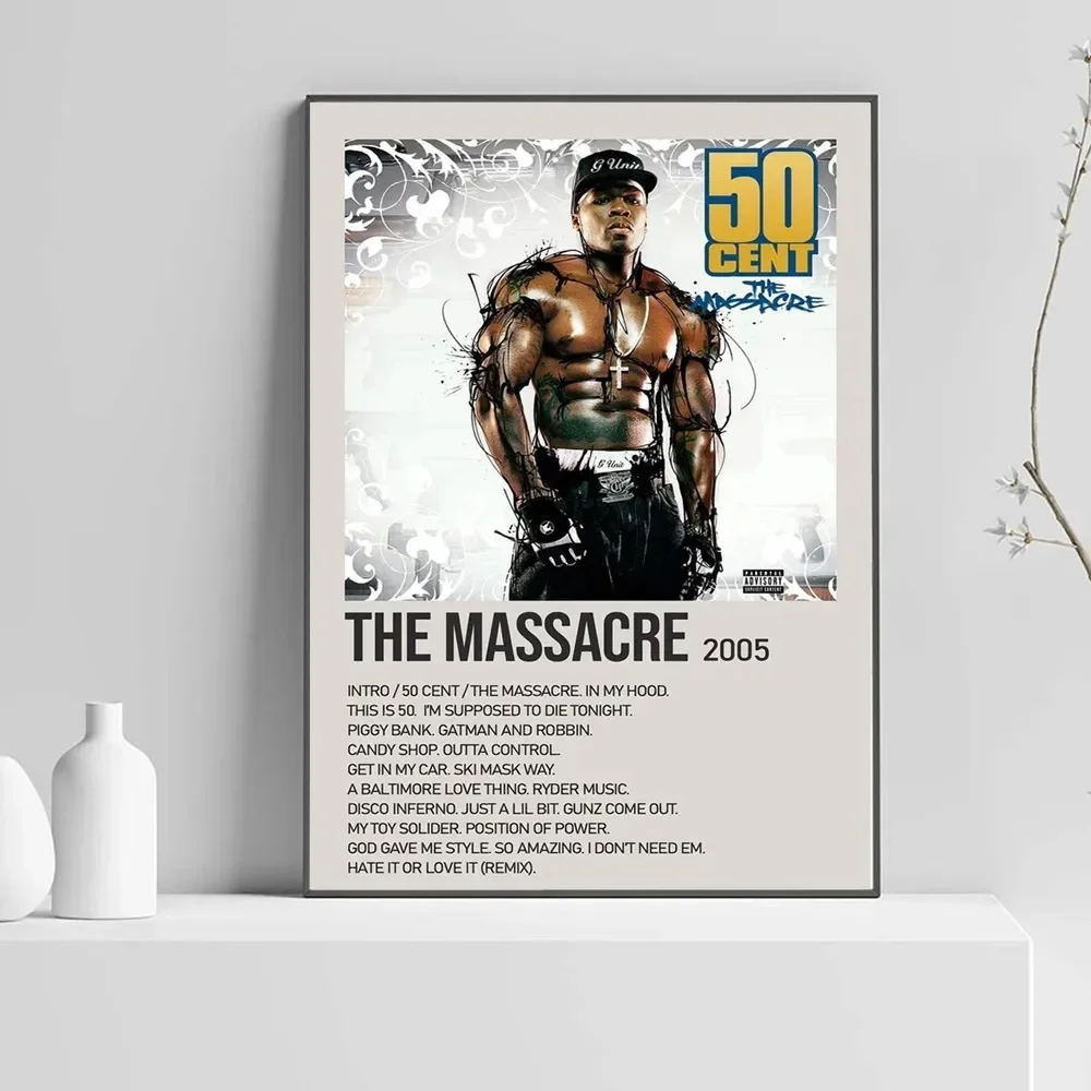 Music Album Cover Wall Art Poster Prints 50 Cent Tracklist Get Rich Or Die Tryin' Canvas Painting Picture Living Room Home Decor