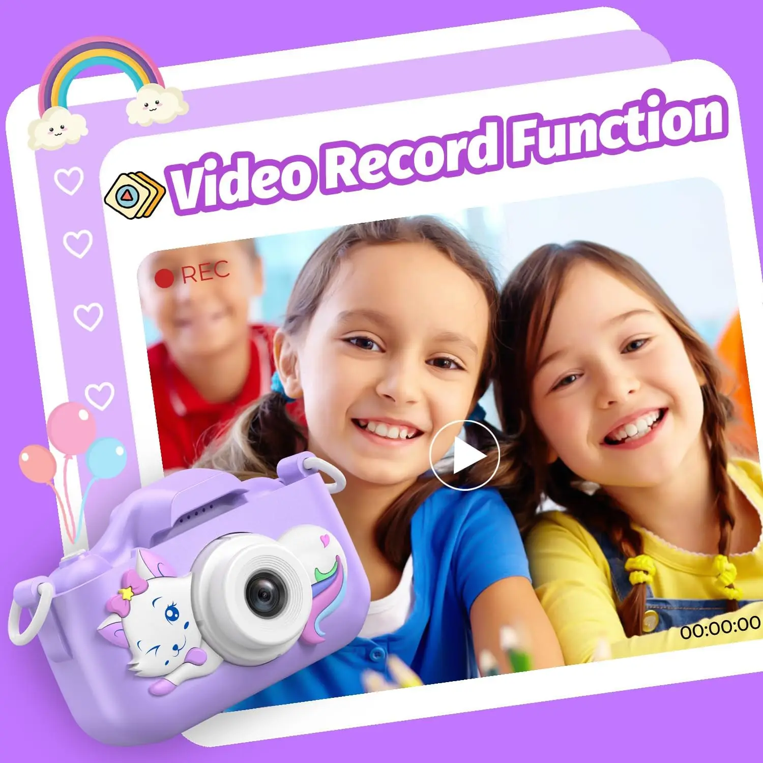 Kids Camera Digital Dual Camera HD 1080P Video Camera Toys with SD Card Mini Cam Color Display Children Birthday Gift Kids Toy