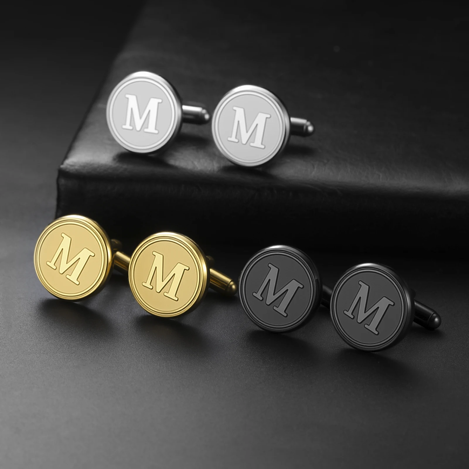 Cazador Customized Initial Letter Cufflinks for Men Stainless Steel Personal Jewelry Cufflinks for Suit Wedding Souvenirs Gift