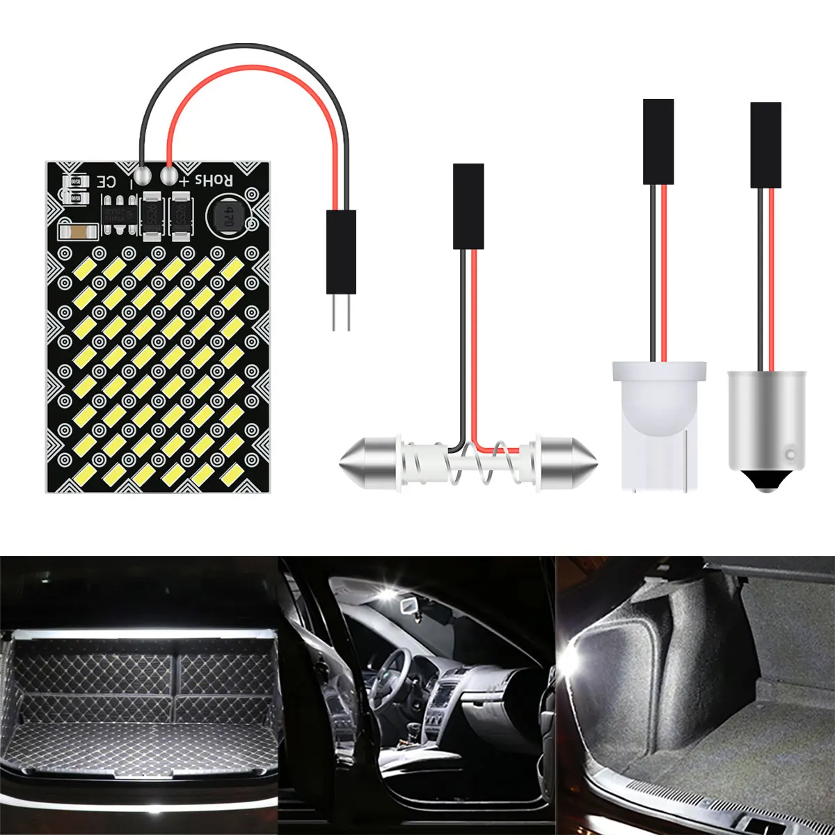 

4Sets 12V 25SMD 48SMD Led Dome Light T10 BA9S Festoon Led Car Motorhome Interior Reading Dome Light White 6000k Panel Bulb