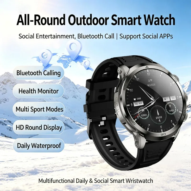 4G SIM Multifunctional Sports Smartwatch Curved Display Bluetooth Calling Large Storage Waterproof Fitness Wristwatch