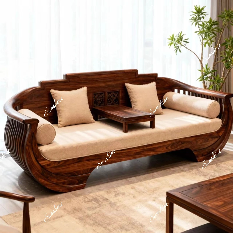 

New Chinese solid wood sofa dual-purpose living room zen light luxury high-end Arhat chair