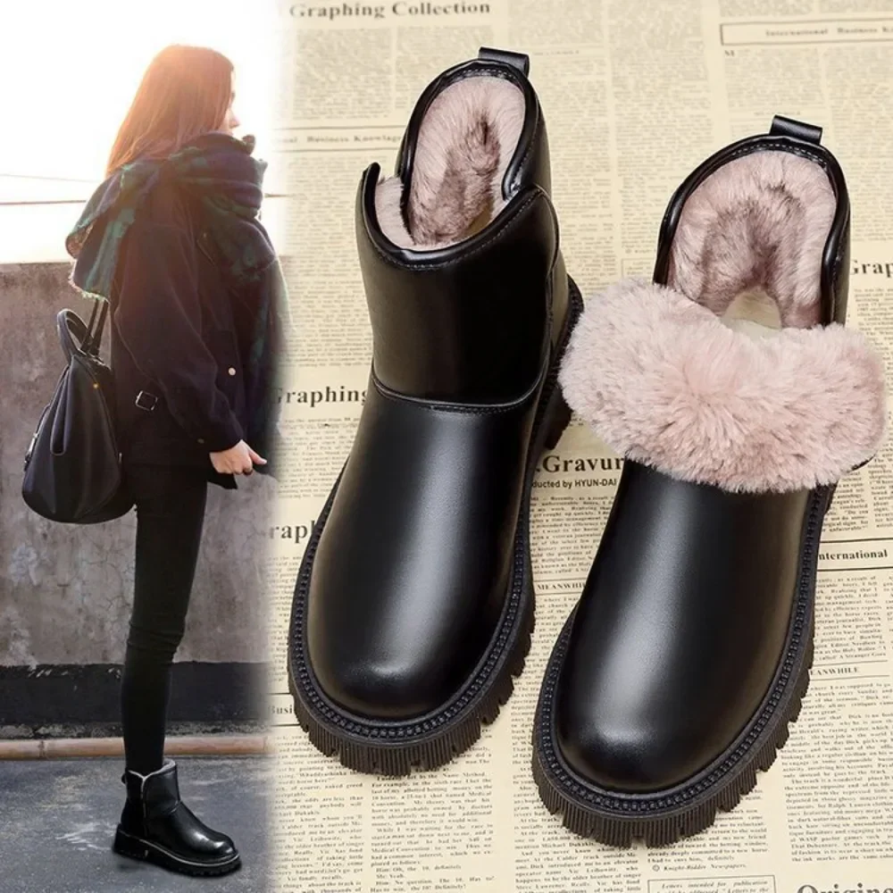 Snow Boots Women New Winter Thick-soled Short-tube Cotton Boots Waterproof Plus Velvet Thick Warm Cotton Boots Women