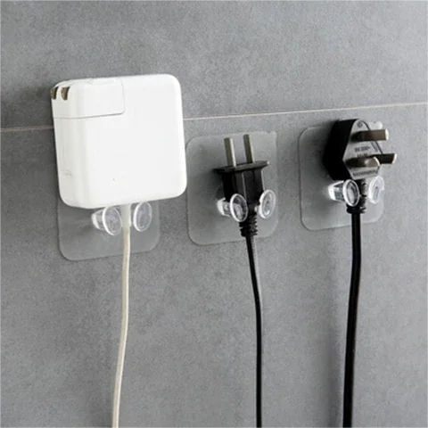 

20 Pieces Adhesive Hanger Stealth Hook Wall Storage Hook Punch-free Power Plug Socket Holder for Kitchen and Bathroom