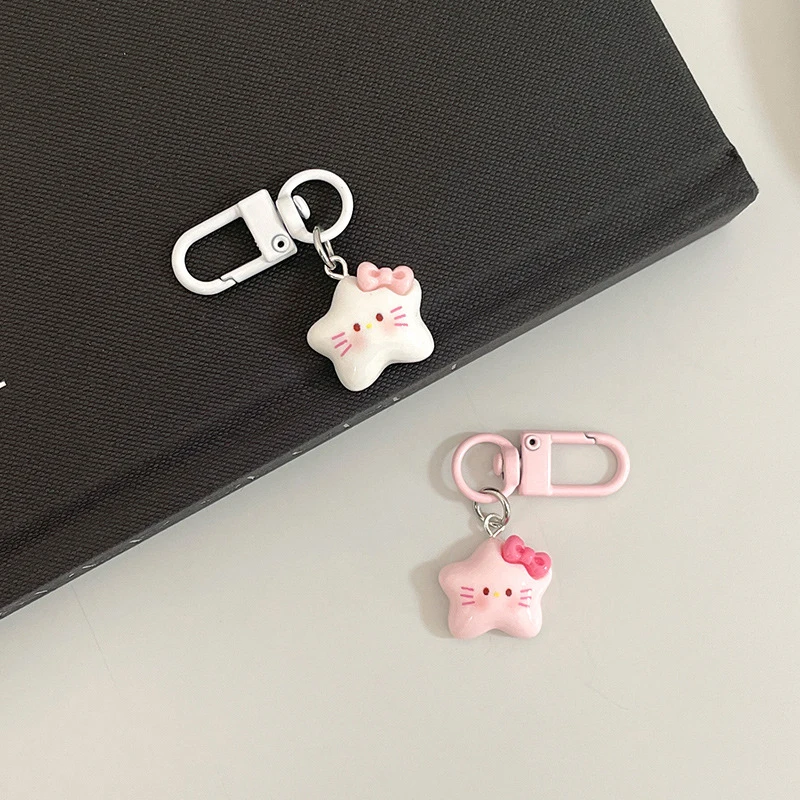 Cute Pentagram Cartoon Cat Resin Kawaii Cartoon Keychain School Bag Pendant Couple Friends Classmates Gift Accessories image 2