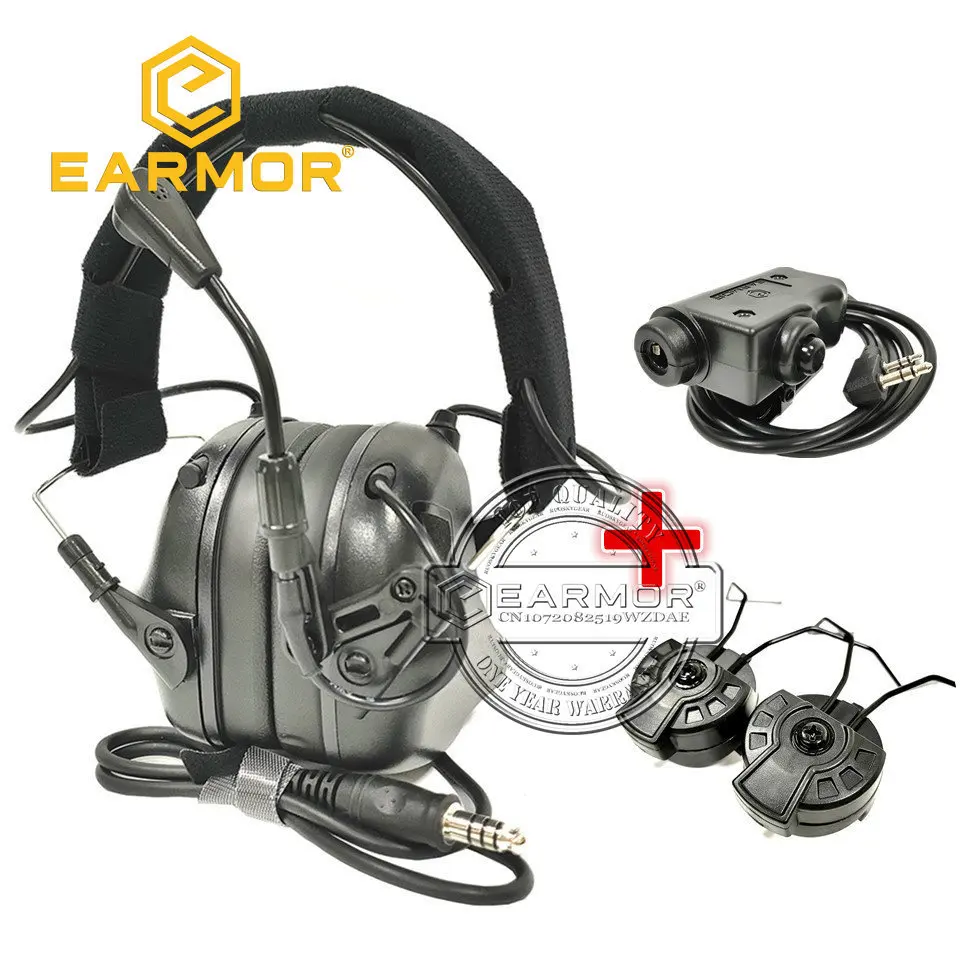 

EARMOR M32 Tactical Headset &amp M51 Kenwood PTT Adapter ARC Rail Adapter Set for Radio Communication Shooting Noise Clearance