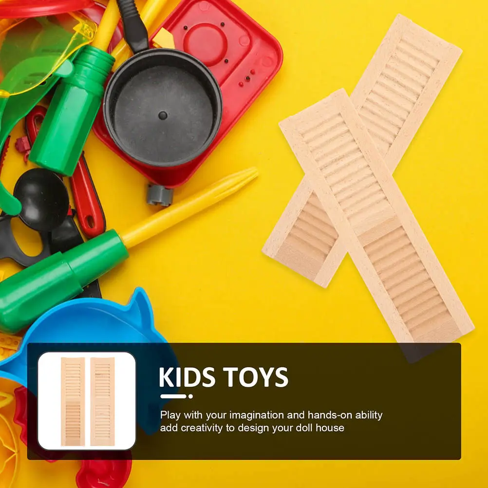 

4Pcs Mini Wooden Blinds Miniature Furniture for Mini House Front Door Blinds Decorations House Window Miniature Furniture