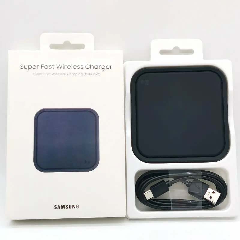 Cargador inalámbrico Samsung de 15W, almohadilla de carga rápida para Galaxy S25 S24 S23 S22 S21 S20 Note 20 Ultra 10 9 Plus Z Flip Fold 7 6 5 4 3 2