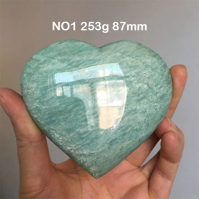 1-2pcs Natural Stone Flash Amazonite Heart Light Blue Crystal Play Palm Stone Home Room Decoration Holiday Gift