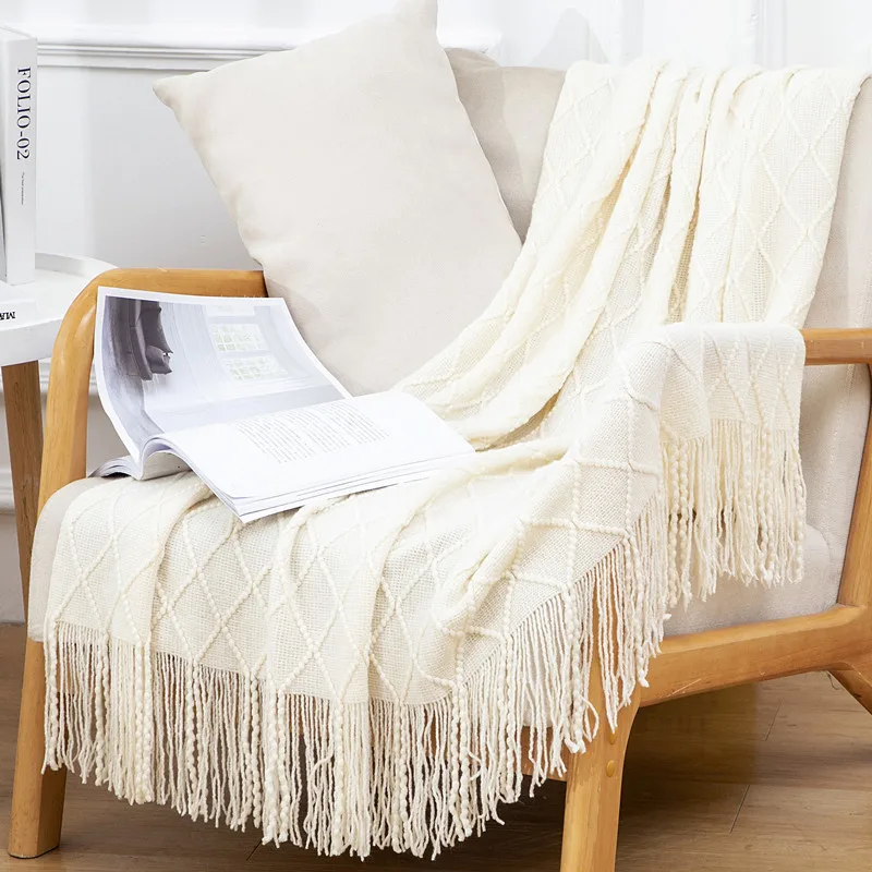 Bed and Breakfast Hotel Bedside Blanket Office Nap Blanket Air Conditioning Sofa Blanket Knitted Sofa Blanket, Shawl Women