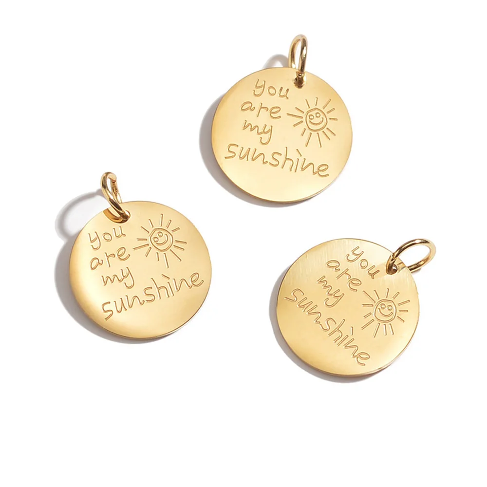 

4Pcs You are my sunshine Charms Stainless Steel Tags for DIY Summer Fashion Jewelry Pendants Making Accessories