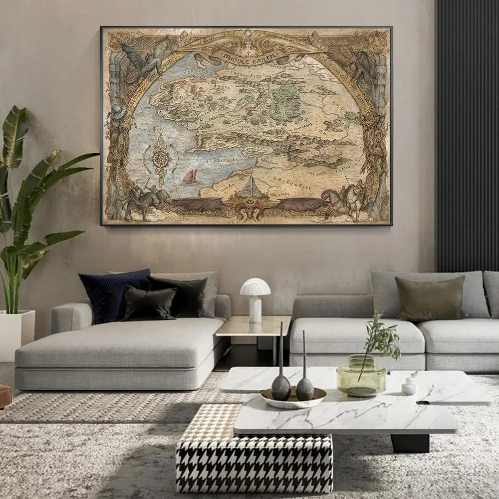 Westeros and Essos Treasure World Map Art Canvas Painting on The Wall Art Posters and Prints for Living Room Home Decoration