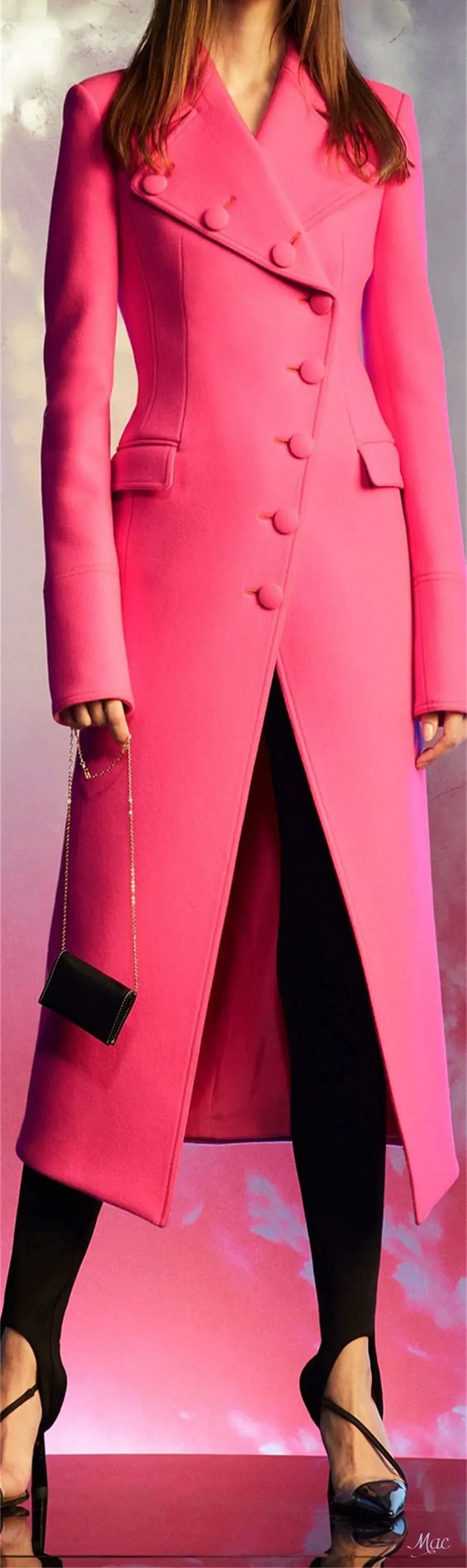 Costume d'hiver en cachemire rose pour femmes, Blazer Long pardessus sur mesure de styliste, Trench-Coat épais formel, tenue féminine