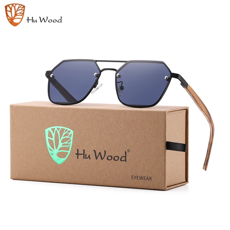 Hu Wood Metal Wooden Sunglasses Men Women Black Sunglass Fashion Sun Glasses Polarized Driving New High Quality GR9002