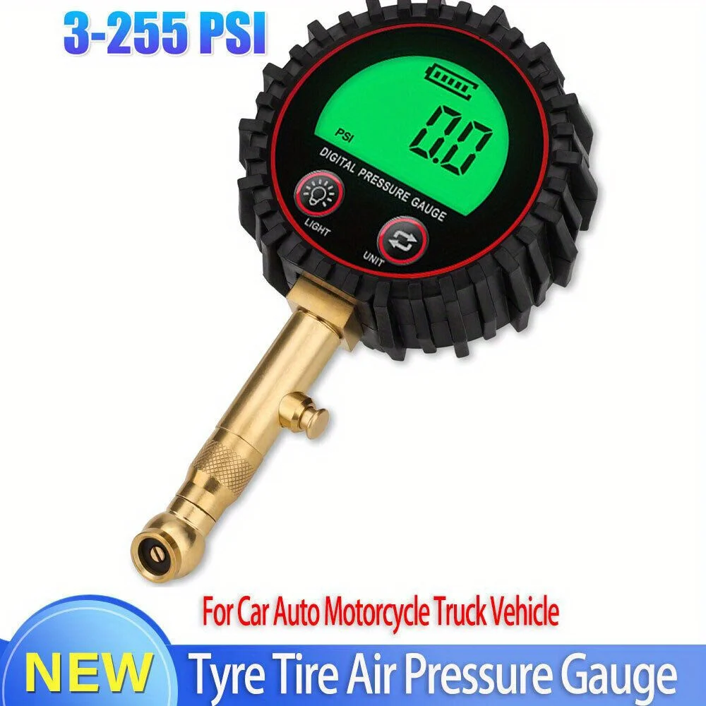 1pc High Accuracy LCD Display Air Tire Pressure Gauge Mechanical Glow Dial 3-255 PSI