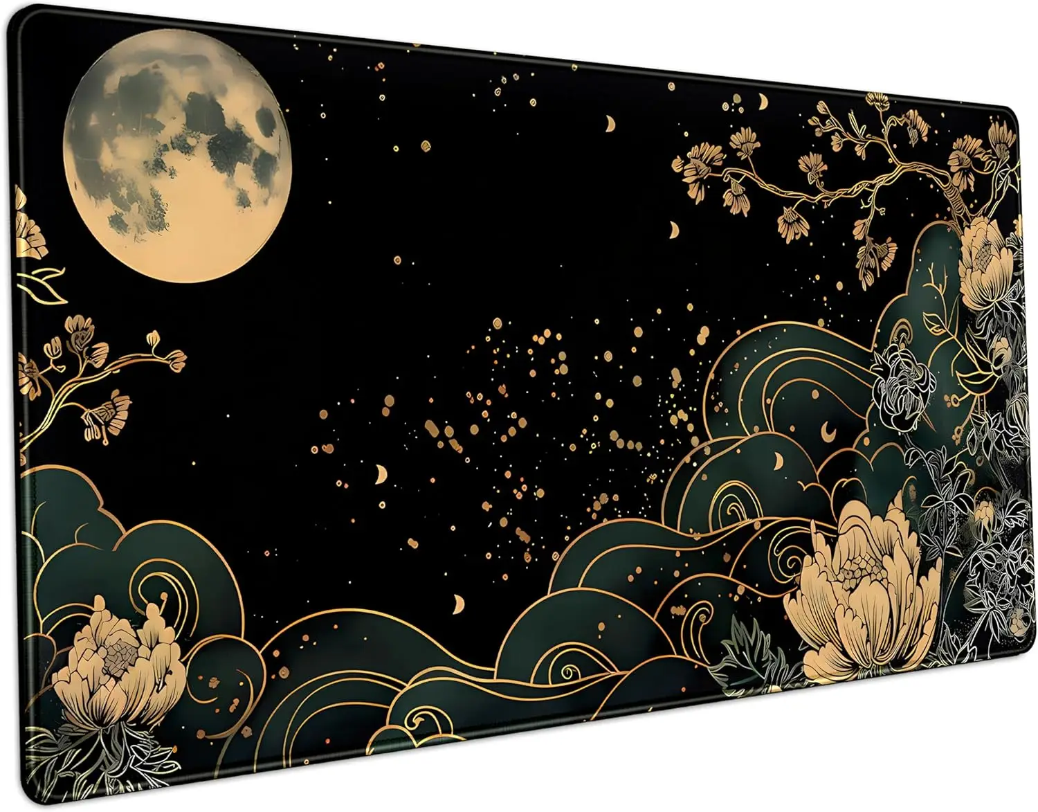 Floral Moon Ästhetische Schreibtischunterlage – XXL-Gaming-Mauspad mit Pflanzenthema für Frauen, ideal für Büro- und Desktop-Dekoration