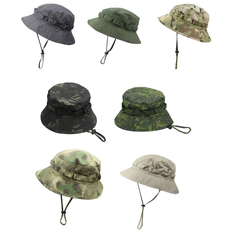 Men Camouflage Military Boonie Hat Men Outdoor Sun Hat Lightweight Packable Bucket Hat Fishing Hiking Hunting Hat