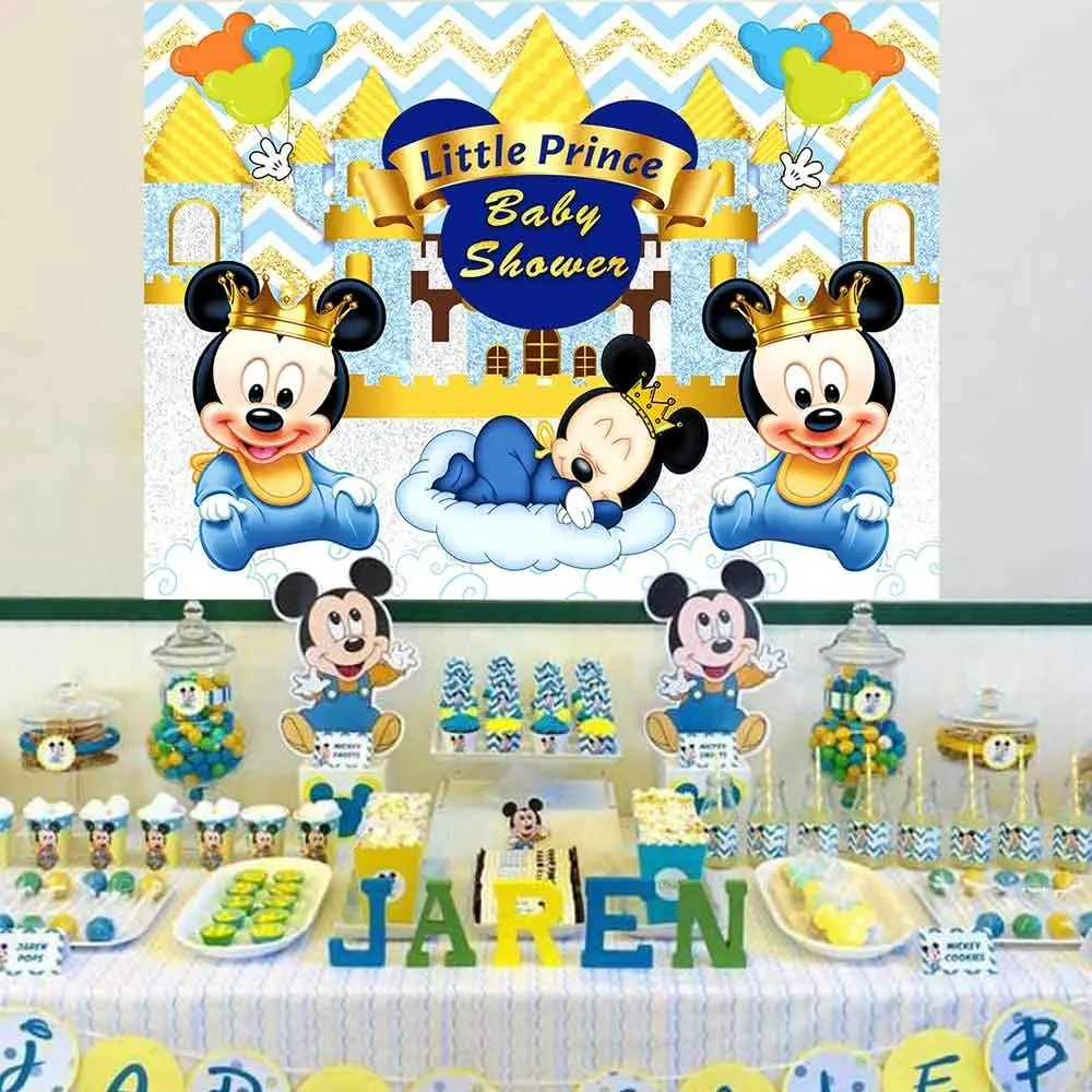 Disney Mickey Mouse Photography Backdrop Mickey 1st Birthday Background Kids Boys Blue Decoration for Baby Shower Party Supplies