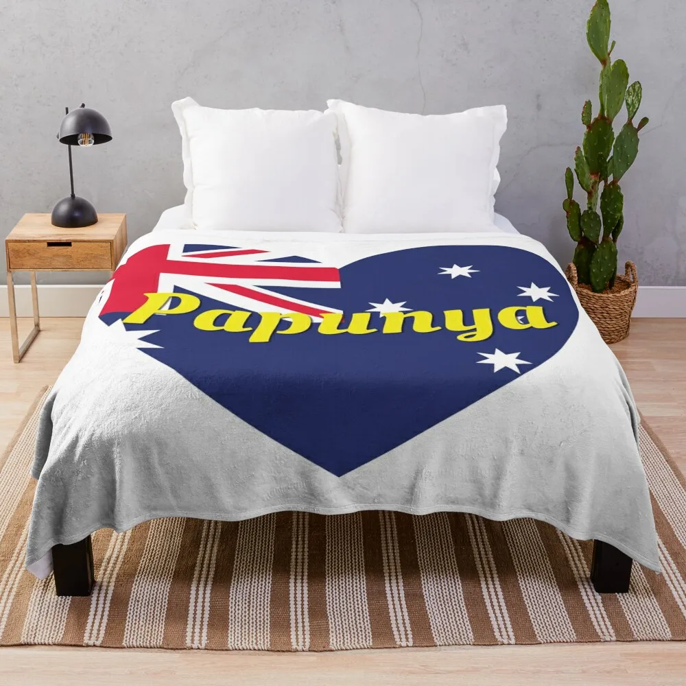 

Papunya NT Australia Australian Flag Heart (White) - Papunya Lover Throw Blanket Sofa Throw Single for winter Shaggy Blankets