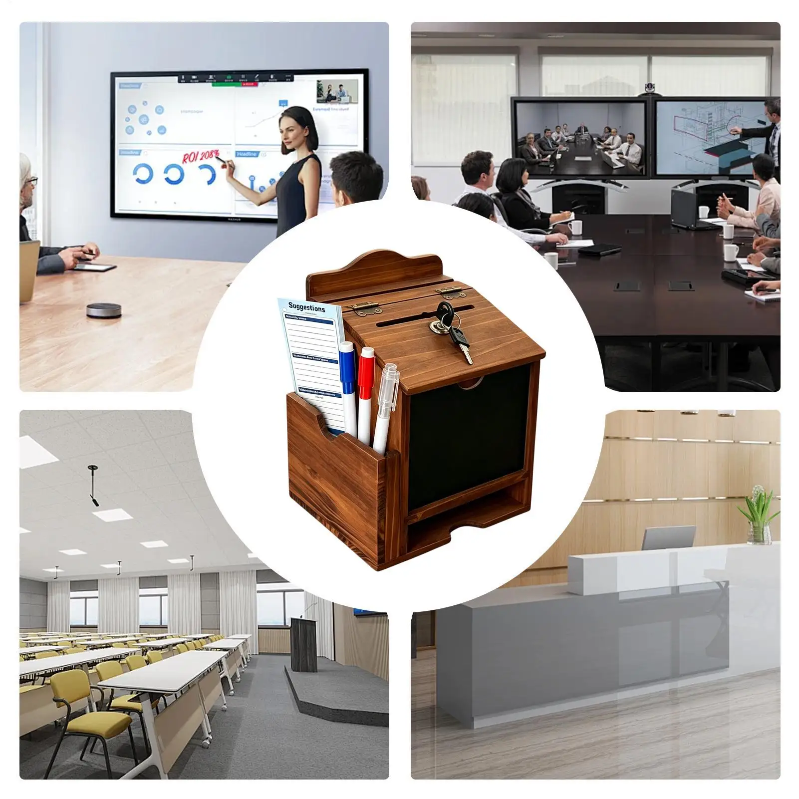 

Donation Boxes Lockable Portable Decorative Container Wooden Donation Boxes For Churches Classrooms School Prayer Voting
