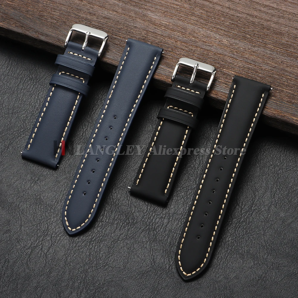 カーフスキンレザー時計バンドソフト素材時計バンドリストストラップ 18 ミリメートル 20 ミリメートル 22 ミリメートルシルバーステンレス鋼バックルサムスン時計用
