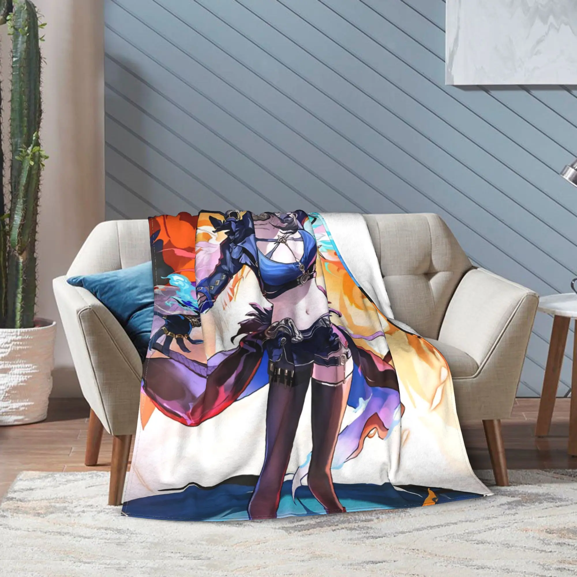 Wuthering Waves WuWa Galbrena بطانية لعبة أنيمي الصوف الجدة لينة رمي بطانية للمفرش الشتاء السفر #4