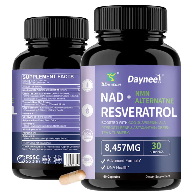 2PCS NAD+ Nicotinamide Riboside Resveratrol Capsules - NMN Alternative for Repair Cells, Increase Energy, Immunity, Anti-aging