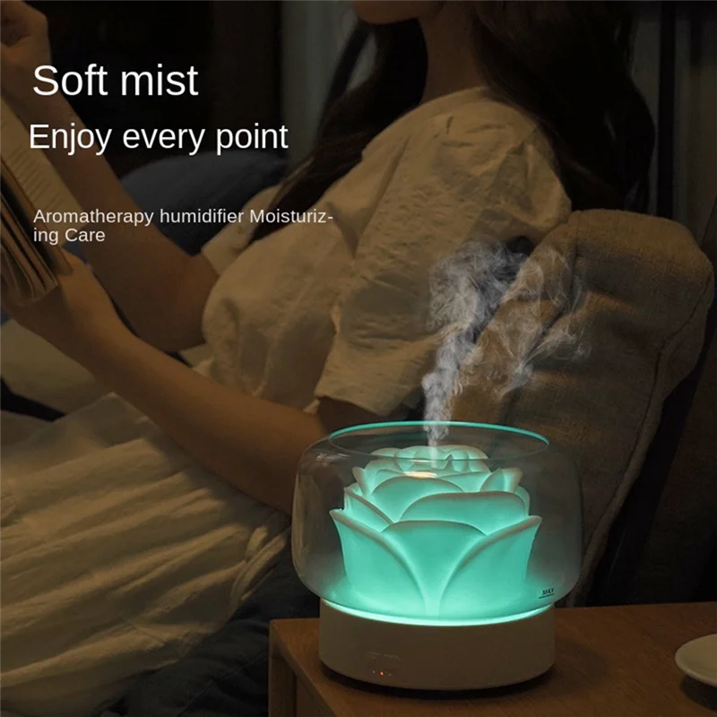 

AC39-400Ml Flower Air Purification Humidifier Aromatherapy Essential Oil Diffuser With Atmosphere Light For Gift