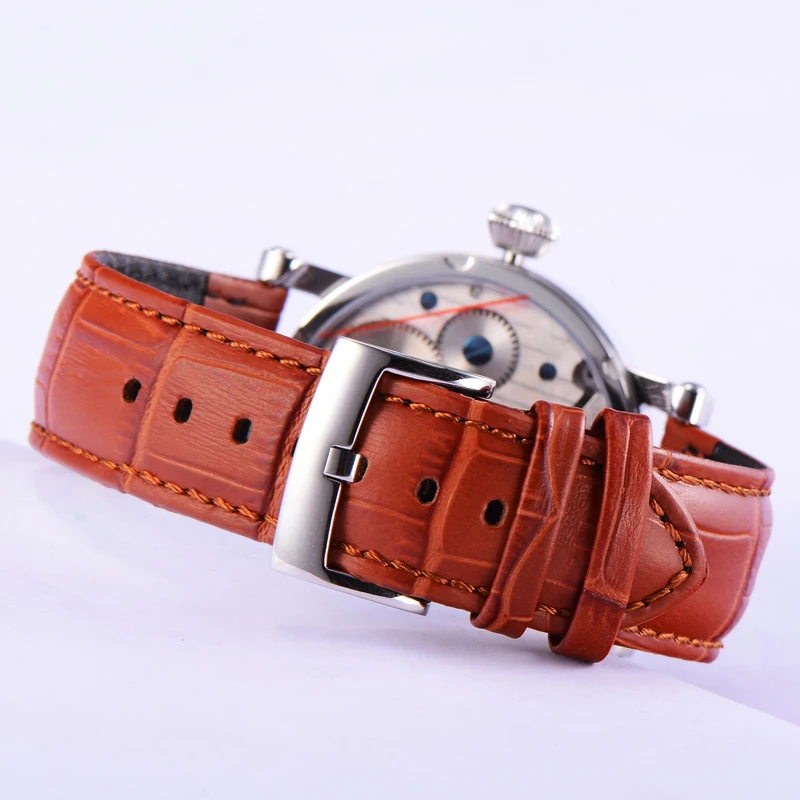 Vintage Day Night Moon Parnis 43mm Handwind Men Watches Small Second Leather Strap Mechanical Hand Wind Wristwatch Man SEA-GULL