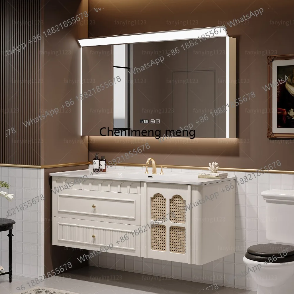 

French oak bathroom cabinet ceramic integrated basin washbasin cabinet combination washbasin in the ancient style