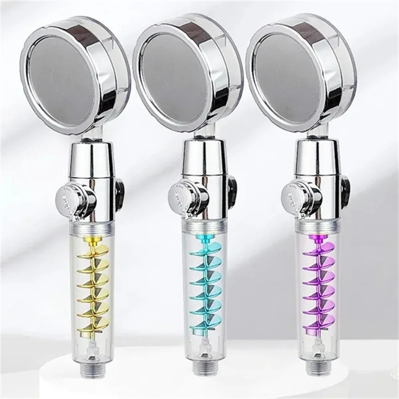 New Shower Heads Handheld High Pressure Water Saving 360 Degree Rotating Double Turbo Fan Spa Showerhead Bathroom Accessories