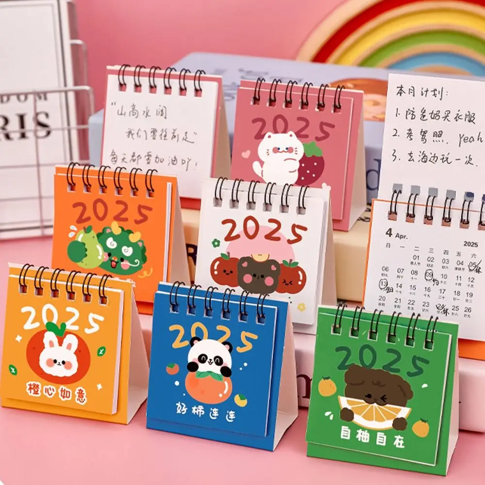 2025 Mini Desktop Paper Calendar Multi-function Chinese Style Planner Scheduler Home Decor Notebook Agenda Organizer