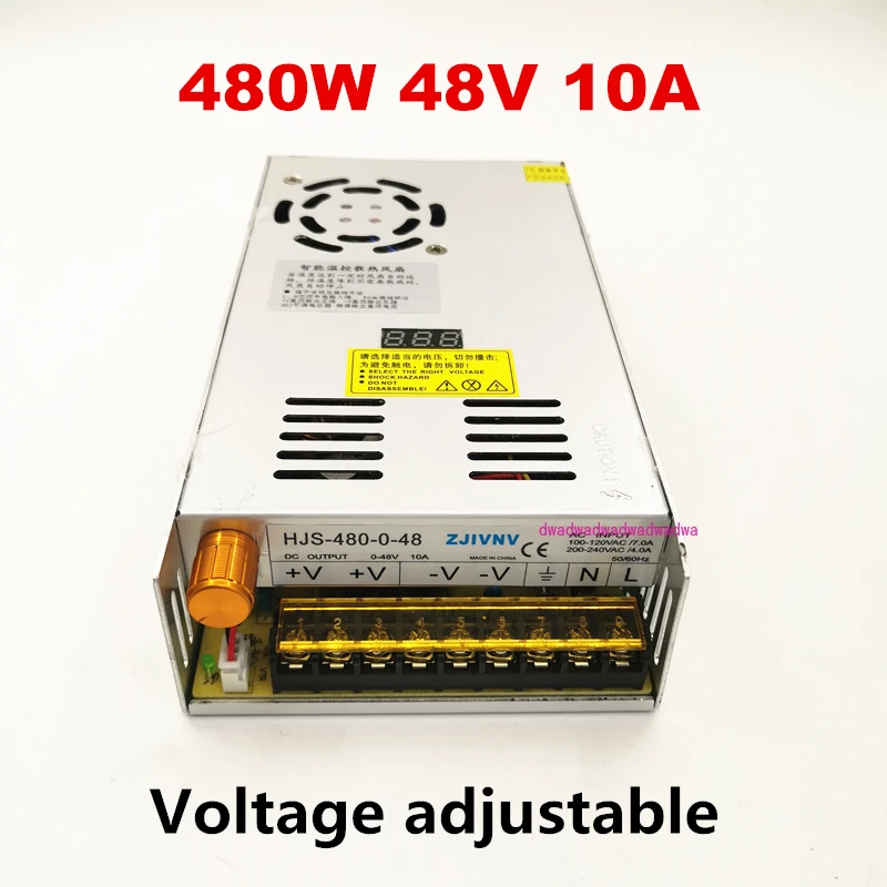 input AC 110/220V 480W power supply output 0-48V Adjustable DC voltage stabilization Digital switching power supply 48v 10a