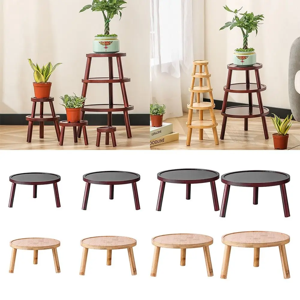 High Quality Wooden Flowerpot Tray Yellow Red Round Flowerpot Holder Desktop Ornament Gardening Supplies Bonsai Base Home Office