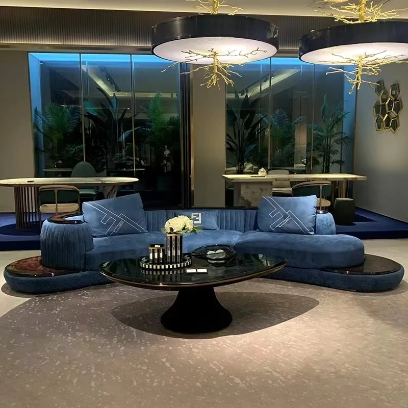 Luxury Furniture Sofa Set 5 Seats Living Room 7 L Shape Italian Design Modern Interior Home Leather Sofa Set Furniture