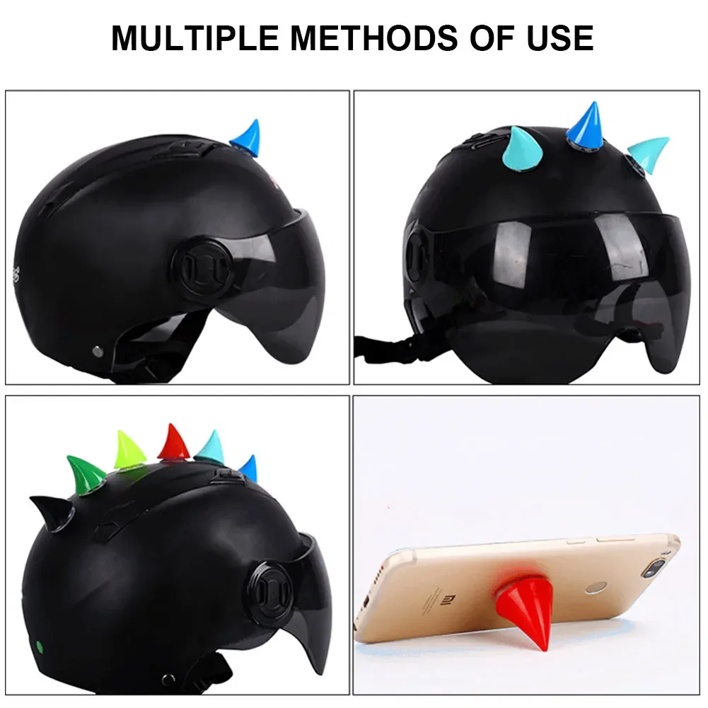 2Pcs Motorcycle Helmet Corner Plastic Suction Cup Soft Horn Decoration Motocross Headwear Rubber Helmet Devil Horn Sticker