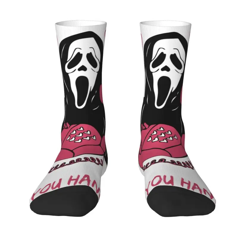 

Ghost No You Hang Up Funny Halloween Dress Socks for Men Women Warm Fashion Novelty Scream Sidney Prescott Film Crew Socks