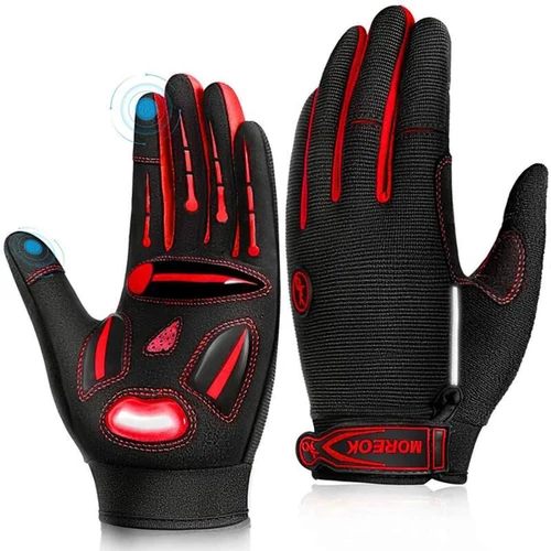 Imagen 1 del producto MOREOK-guantes de ciclismo con dedos completos para hombre y mujer, almohadilla de Gel líquido de 5MM, antideslizantes, absorbentes de golpes, pantalla táctil