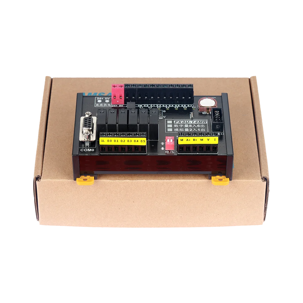 Plc FX3U-14MR controlador lógico programável interruptor de relé 8i 6o analógico 2i 1o rs232 porta comunicação