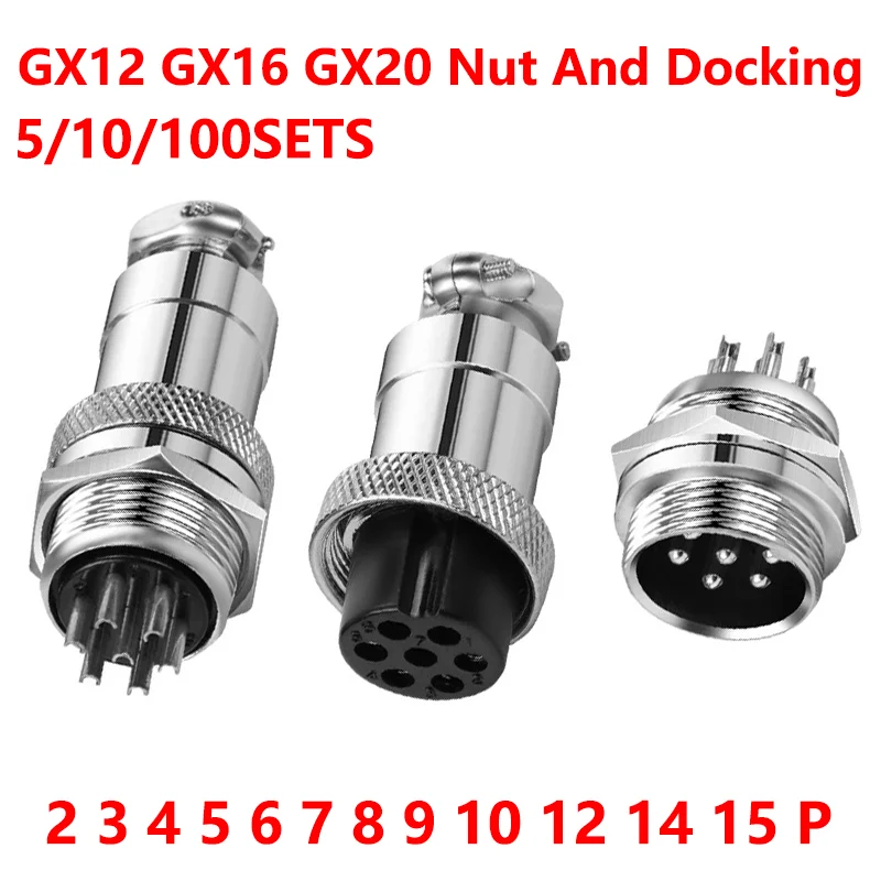 5Pcs GX12 GX16 GX20 Aviation Connector 2 3 4 5 6 7 8 9 10Pin Male Female Docking Cable Aviator Plug Socket