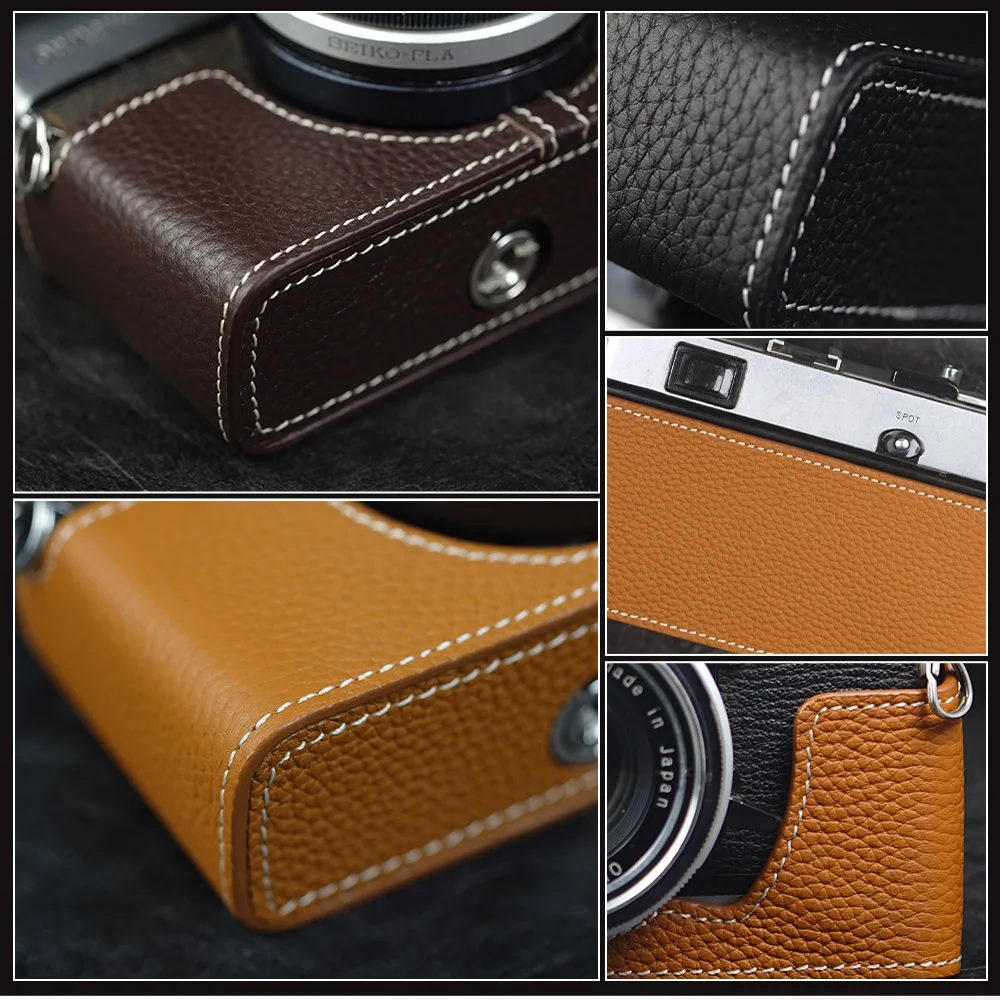 Leather Camera Strap Quick Release 35 SP Case Handmade Genuine Leather Camera Half Case Cover Bag For Olympus 35 SP Case - Image 6