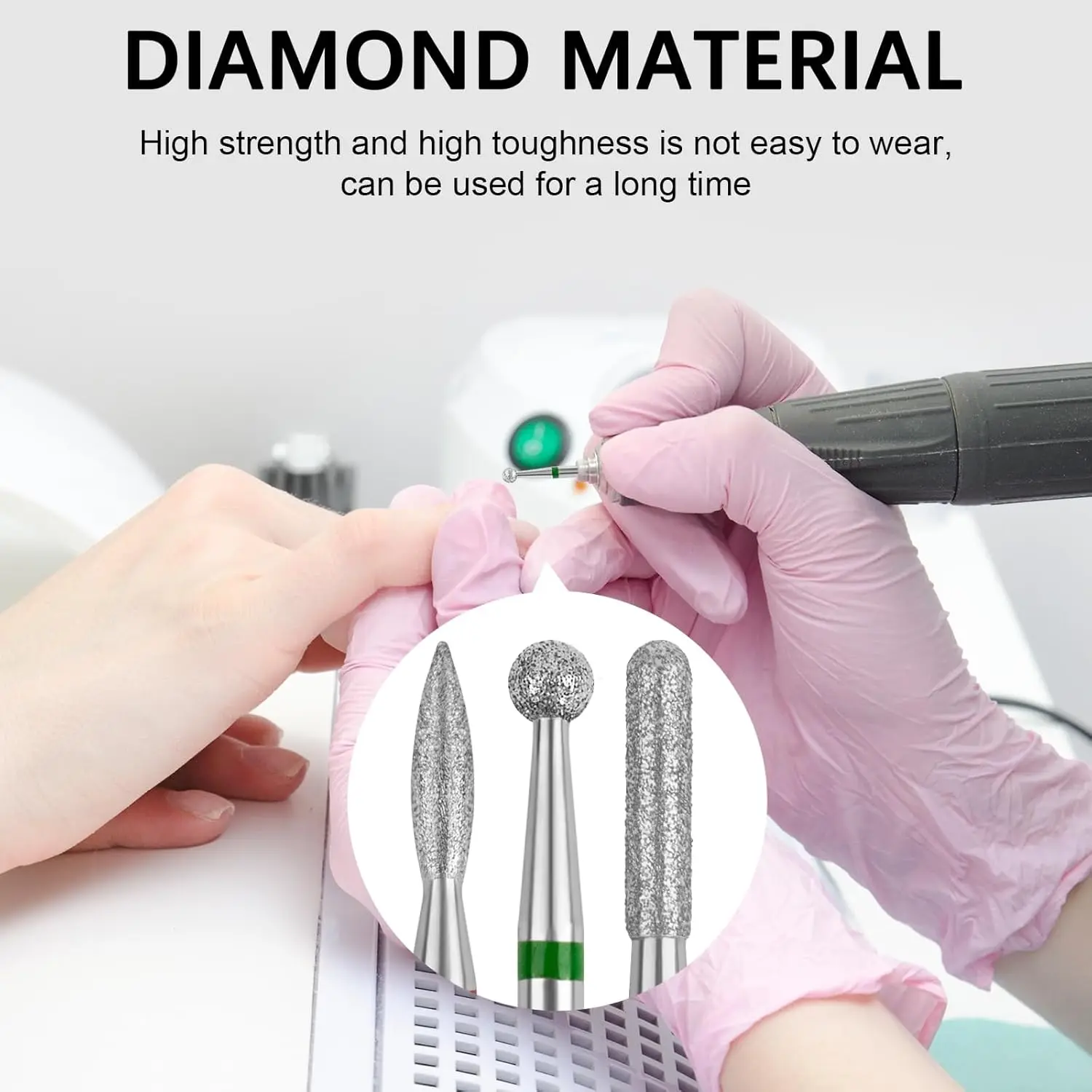 3pcs Flame Shape Diamond Cuticle Nail Drill Bit Set